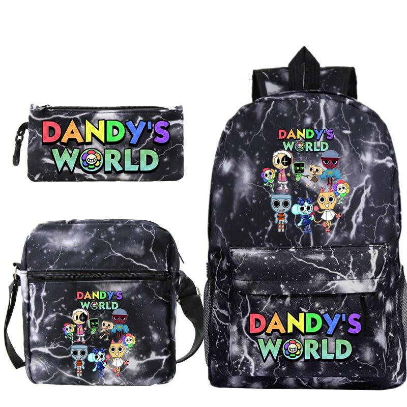 Dandy'S World Printed Fashion Children'S Pencil Case Messenger Bag Three-Piece Set Primary And Secondary School Bag