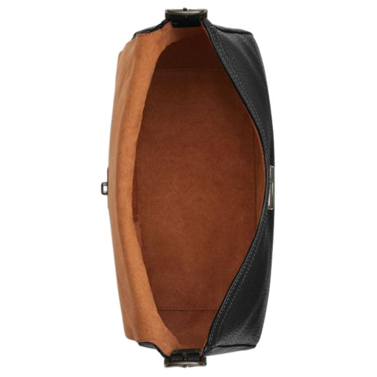 Coach Этта 29 Кожаная сумка-тоут с логотипом на плечо Большая женская сумка Черная CCE56-QBBK