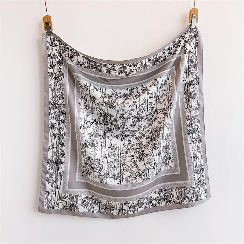Luxury Floral Twill Print Square Scarf Women Soft Satin Kerchief Hairband Neckerchief Head Hijab Lady Headband Foulard