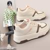 W5111 New Breathable Color-Blocking Leather Women's Shoes  Spring and Summer Leisure Board Shoes Thick Sole Increased Wear-Resistant Korean Fashion