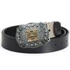 Zinc Alloy Western Denim Letter H Buckle Cowhide Belt Pattern Belt