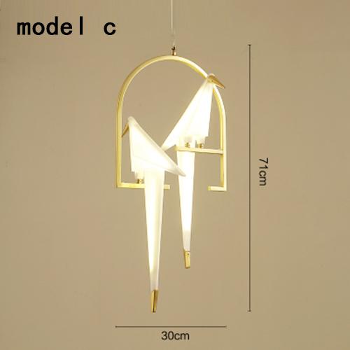 Подвесной светильник в скандинавском стиле с золотой птичьей клеткой для гостиной, спальни, оригами, птичий светильник для кухни, подвесной светильник для столовой, бумажные светильники для дома