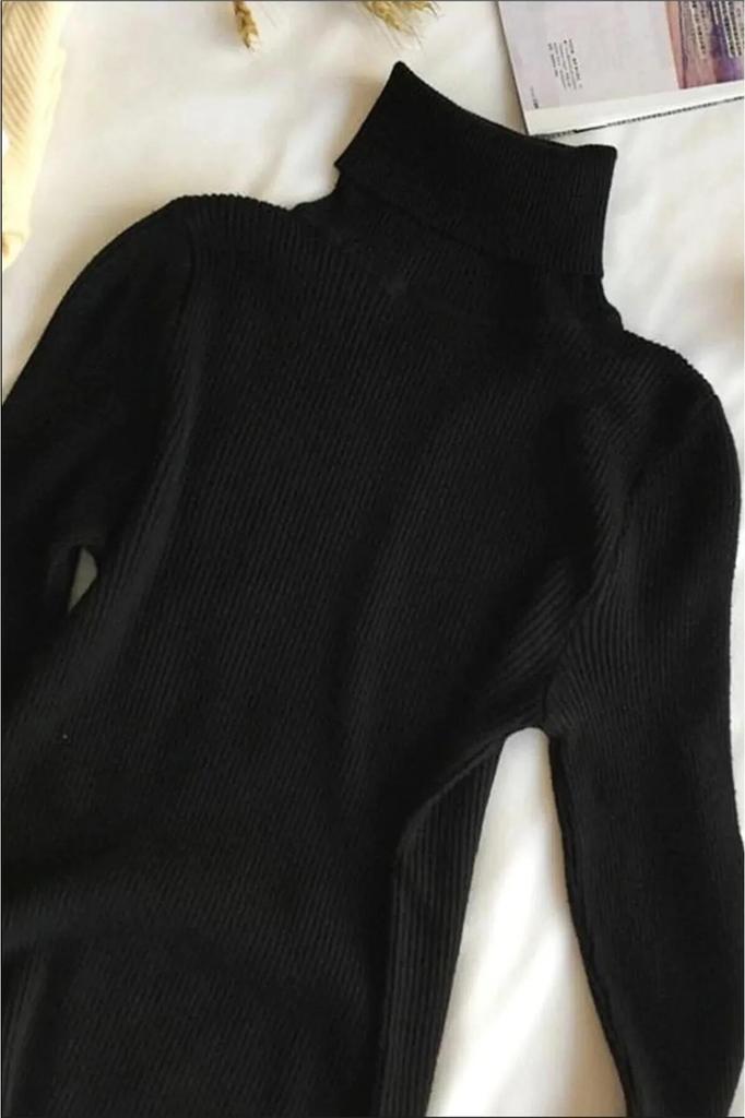 Женская хлопковая водолазка на бретельках, облегающий свитер с высоким воротником