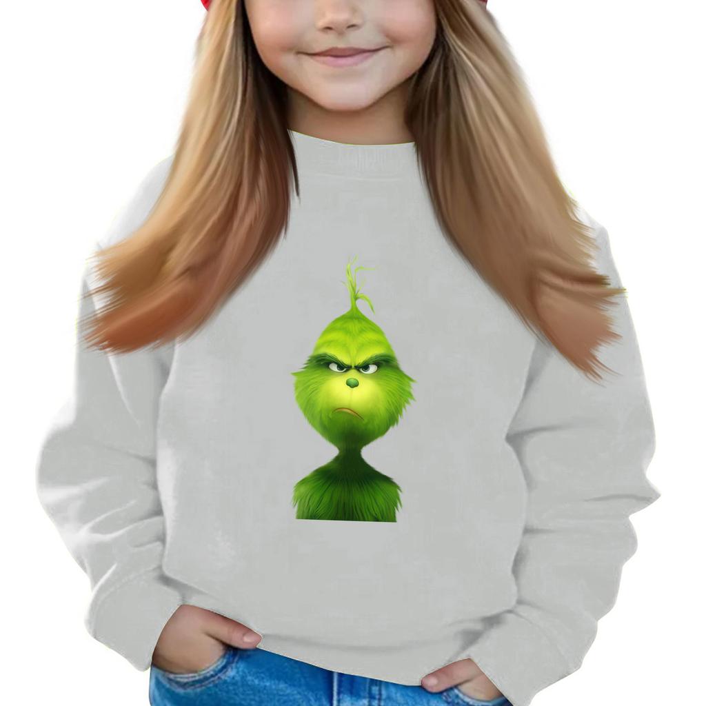 Рождественские пуловеры с круглым вырезом для девочек, детские топы с принтом