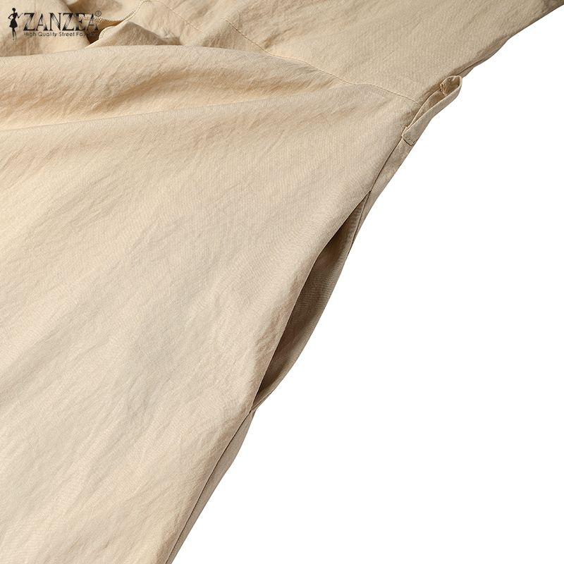 ZANZEA Женское повседневное платье с круглым вырезом, длинным рукавом и свободного кроя, мусульманское