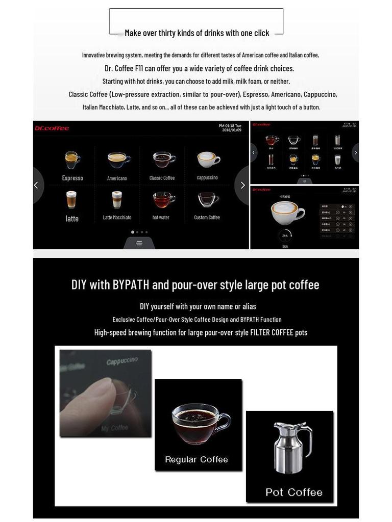 Dr. Coffee F11 Upgraded Commercial Automatic Italian Coffee Machine