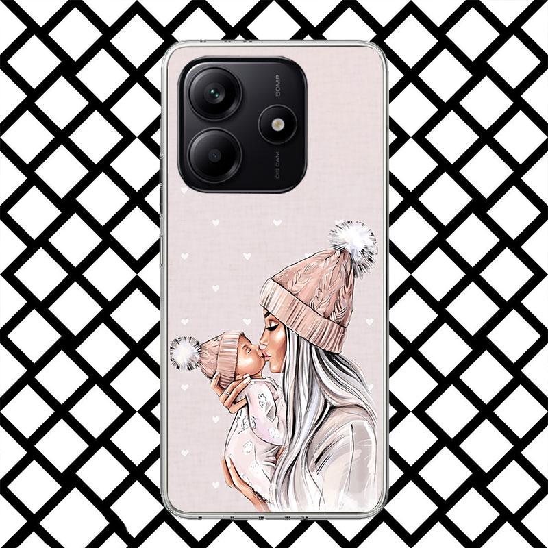 Чехол для телефона 'Мама и Малыш' для Xiaomi Redmi Note 15 14 14S 13 12 12S 11 Pro Plus 11E 11T 11S 10S 5G Мягкий Чехол Fundas Redmi Note