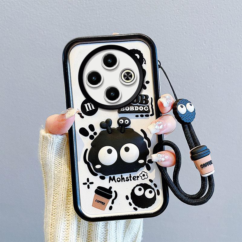 KEYSION Противоударный чехол для TECNO Spark 30C со шнурком, мягкий силиконовый чехол с милой 3D-мультяшной куклой для TECNO Spark 30C