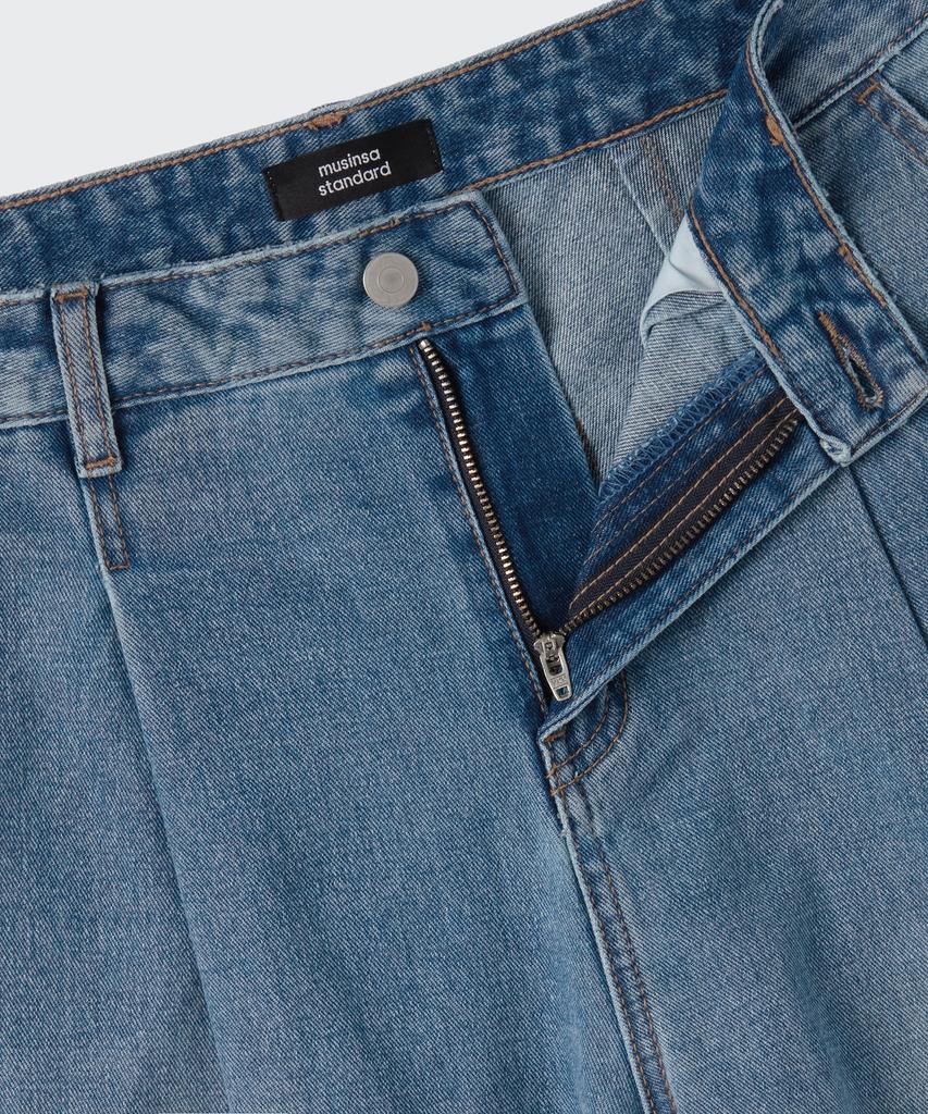 MUSINSA STANDARD WOMAN Women'S Deep Tuck Extra Wide Denim Pants [Light Indigo]