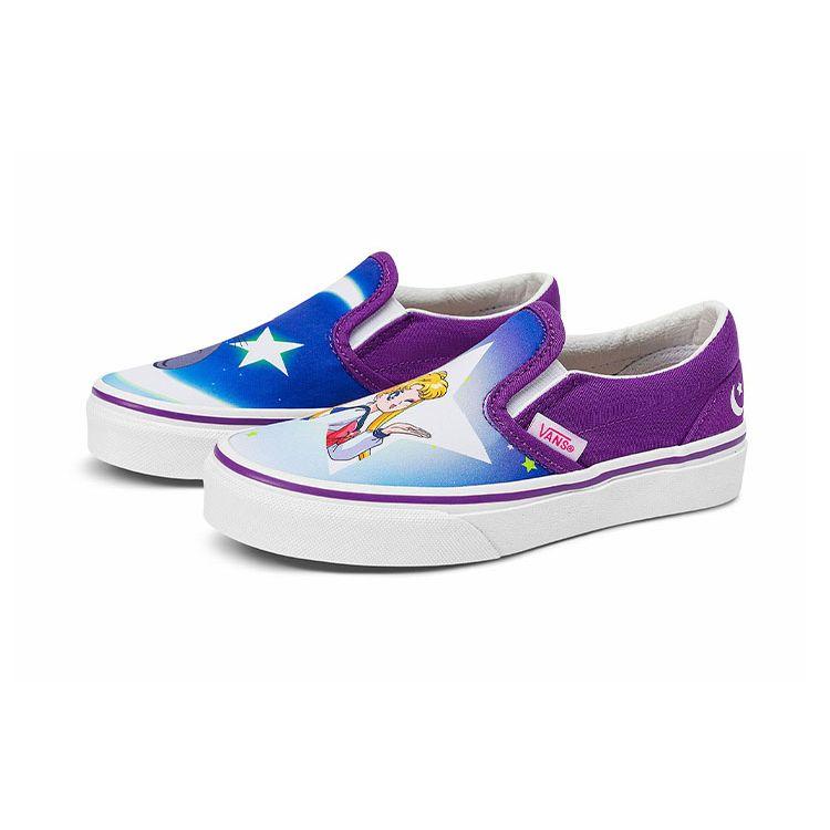Vans Sailor Moon X Classic Slip-On Kids Pretty Guardian Kids Sneakers Blue Purple VN0A7Q5G5RH