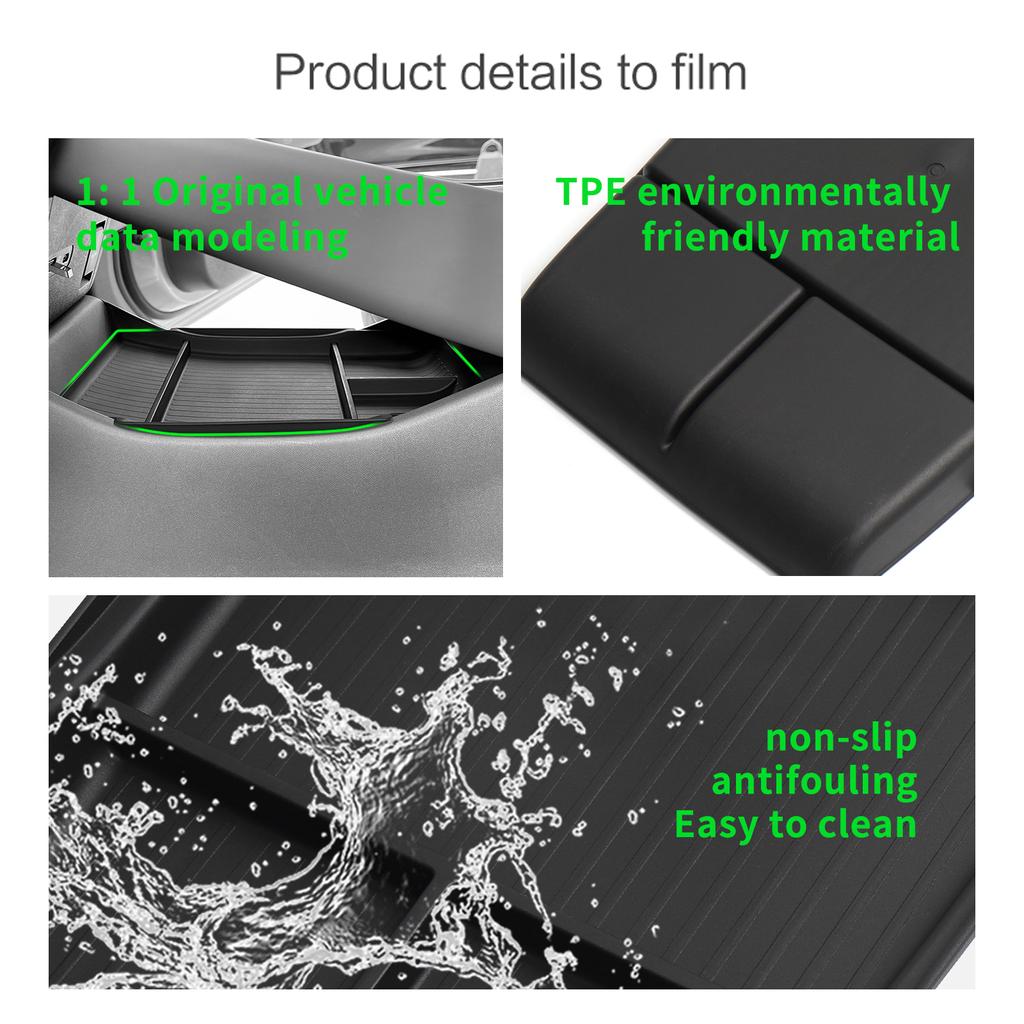 Для Xpeng P7+ Центральная консоль Нижний ящик для хранения Автомобильный лоток TPE Органайзеры Аксессуары Tidying Черный