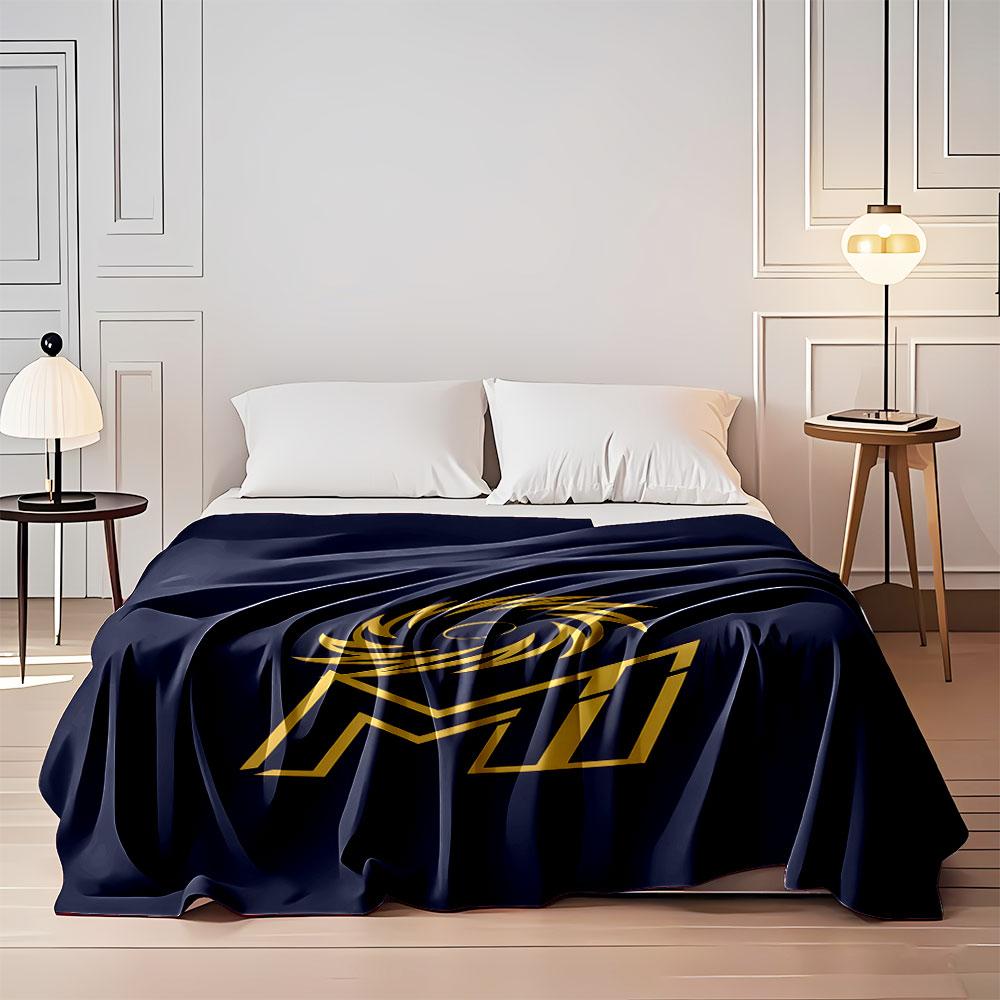 Golden "MI" Logo on Navy Background print blanket soft and cozy perfect for the living room bed sofa or a nap,gift