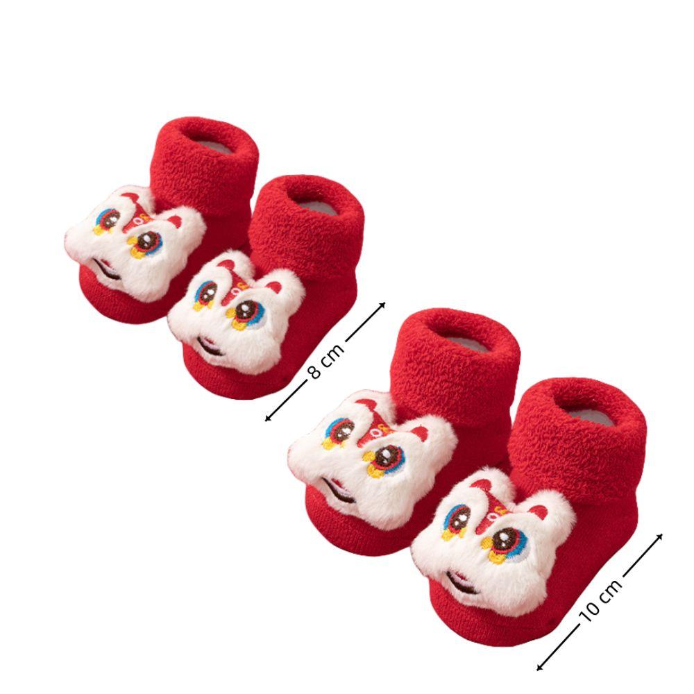 Cartoon Turtle Rabbit Baby Socks Red Infant Floor Stocking Cute Winter Socks for Newborn