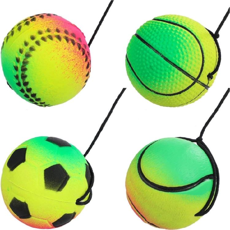 Мяч для возврата на запястье, резиновый мяч для отскока с веревкой, игрушка для снятия стресса, для улучшения силы хвата и снижения тревожности