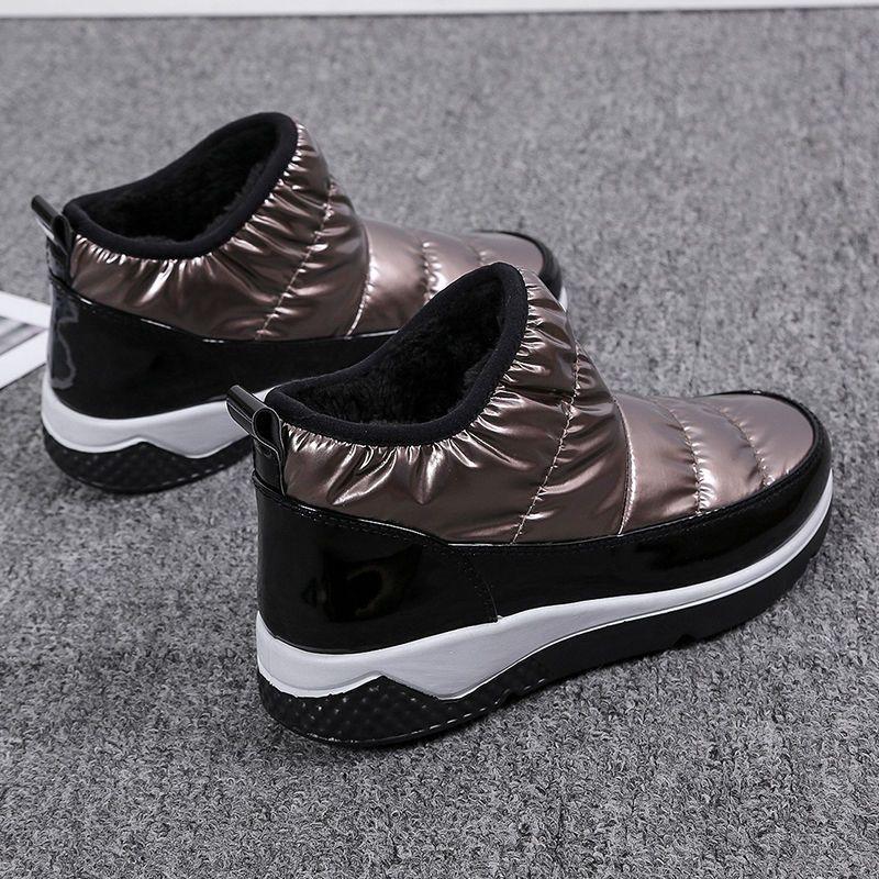 Обувь для женщин, белые женские зимние ботинки на танкетке, эластичные, водонепроницаемые, элегантные, со средним каблуком, удобные, тренд 2024 года, шикарная работа