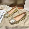Fashion 2025 New Gold Silver Elegant Bowknot Round Toe Women's Flat Comfort Slip-On Ladies Ballerina Single Mules Shoes Zapatos Mujer