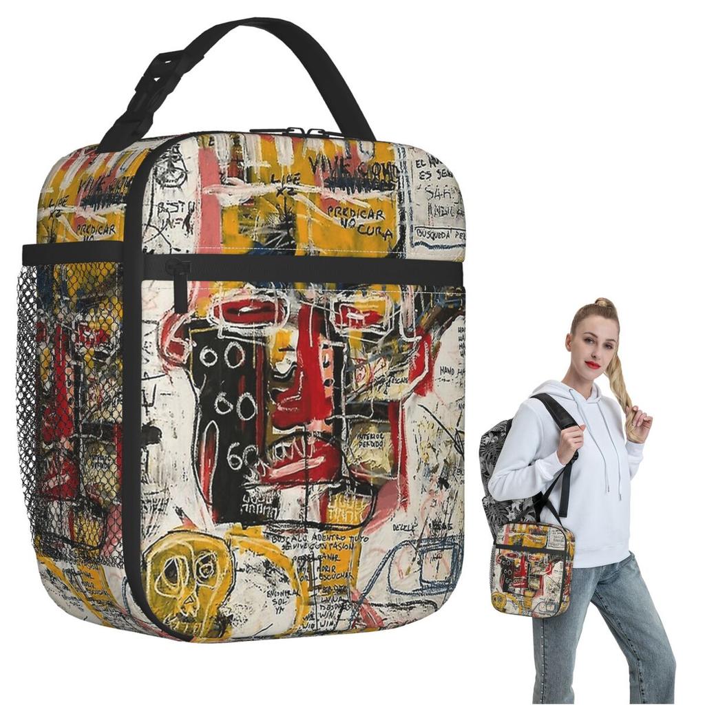 Random Face Insulated Lunch Bag for Women Children Portable Food Boxes Thermal Lunch Box Tote