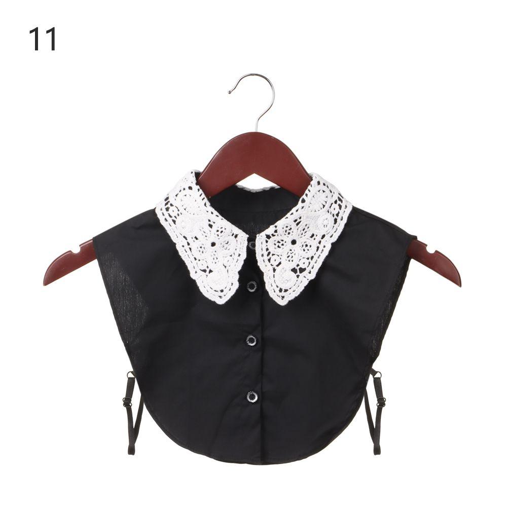 Front Tie White Lapel Fake Collar Blouse Detachable Collar Fake Women Vintage Lace Ladies False Blouse Collar Half Shirt