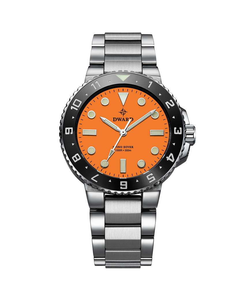 Diwodeu Dw-208-Or Spino Diver 300 Sunset Orange Men'S Metal Wristwatch