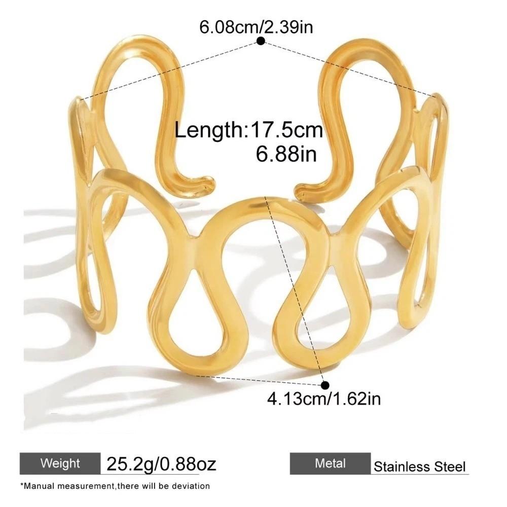 Hollow-out Open Bracelet Wave-style Wide Cuff Bracelet Classic Women's Bangle  Lady Jewelry Gift