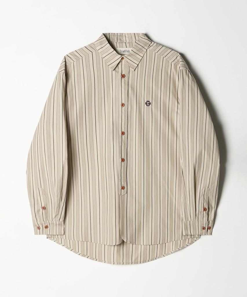 TRADCLUB Tc Logo Striped Work Shirt Beige