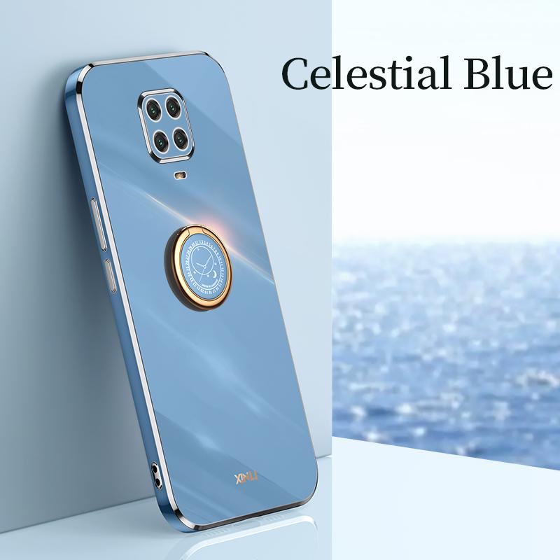 Plating Square Finger Ring Holder Phone Case On For Xiaomi Redmi Note 9 Pro Max Note9 S 9s 9pro Luxury Soft Silicone Stand Cover