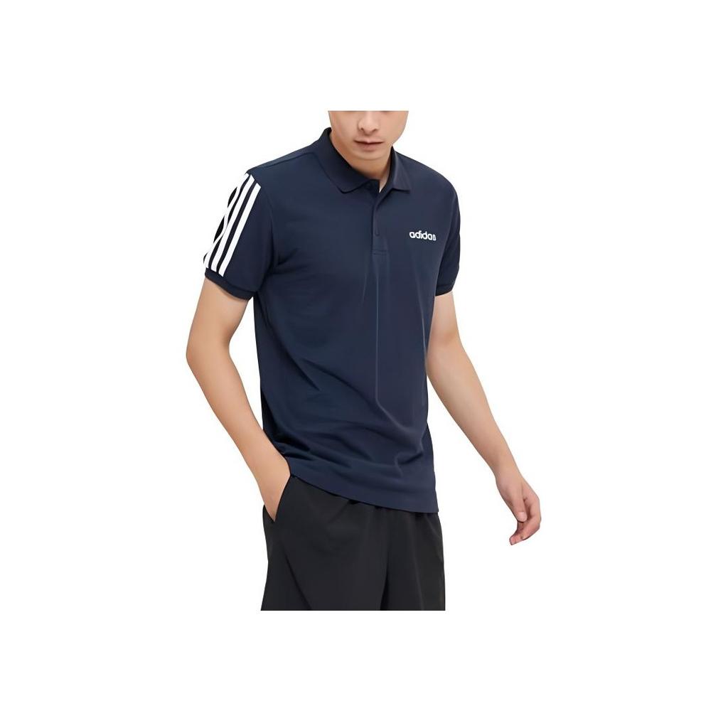 Adidas Solid Color Casual Short Sleeve Polo Shirt Men Tops Legend-Ink-Blue EJ0925