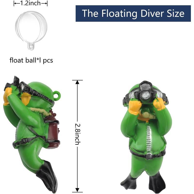 Floating Fish Tank Decorations, Aquarium Decorations, Lovely Diver Fish Tank Decorations, Floating Device Fish Tank Accessories