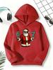 Boy Santa Claus and Slogan Print Sweatshirt Red Long-SleevedCrew Neck PulloverSAYS SIX-SEVEN,Number 67 DesignCasualHolidayOutfit