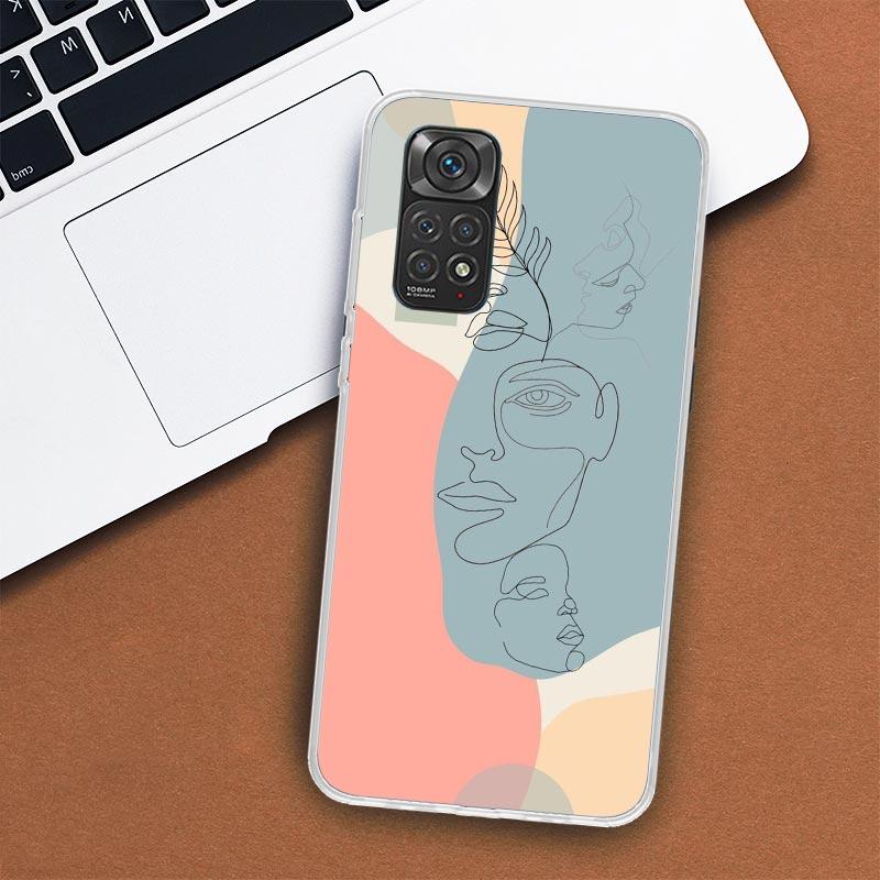 Чехол для телефона с абстрактными линиями для женщин Xiaomi Redmi Note 13 12 12S 11 11S 10 10S 9 9S 11T 11E Pro Plus 8 8T 7 + чехол