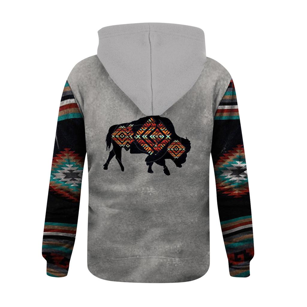 Модный свободный мужской и женский свитер с капюшоном с длинным рукавом и принтом