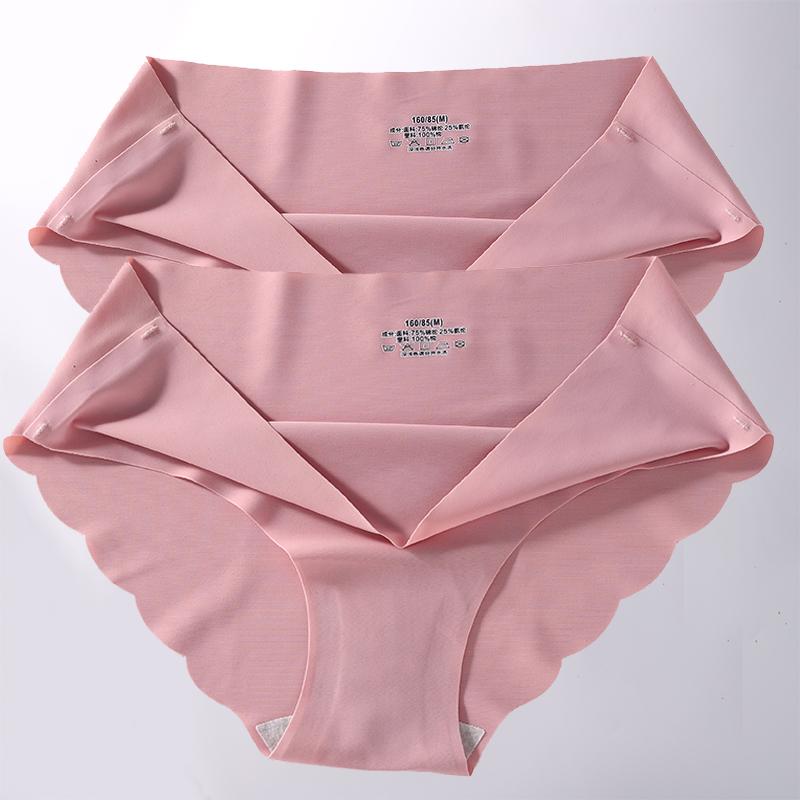 2PCS/Set M-XL Seamless Ice Silk Sexy Women Panties Pantys 7 Solid Colors Breathable Pantys Underwear For Girls Lingerie