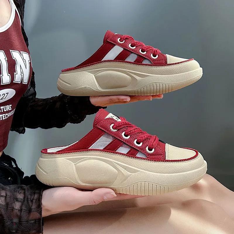 Полутапочки, белая обувь, женские летние новые туфли с носком для улицы, тапочки на платформе, сандалии без шнуровки, туфли-лодочки