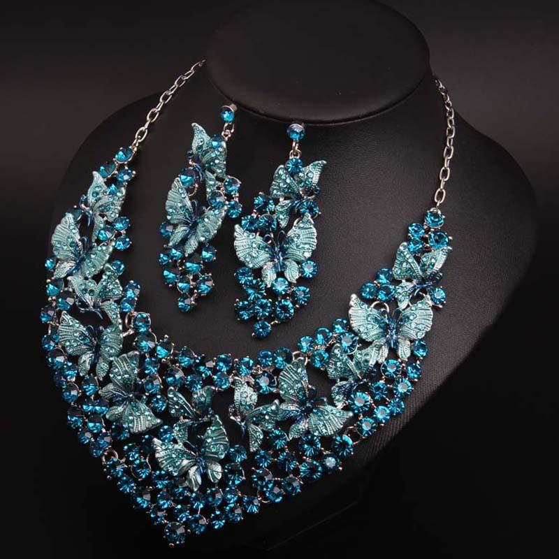 Ювелирные изделия, ожерелье с бриллиантами в виде бабочки, серьги, набор, банкетное платье, женские аксессуары
