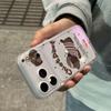 Полосатый чехол для телефона с щенком в корейском стиле для моделей Apple 14-17 Pro Max