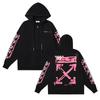 1317 Off-White 2025 Autumn/Winter New 99 Digital Pink Arrow Graffiti Printed Men's and Women's Zipper Hoodie