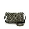 Womens Woven Oil Wax Leather Crossbody Bag With Ruched Detail Medium Square Shape Genuine Cowhide Interior