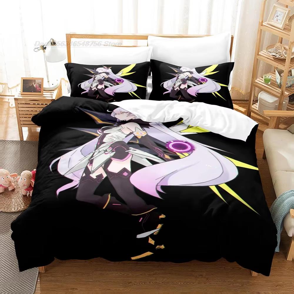 Постельное белье Honkai impact 3rd Односпальный Полуторный Двуспальный Квинсайз Кингсайз Комплект постельного белья Взрослый Детский Спальня Комплекты пододеяльников 3D-печать Каваи Аниме