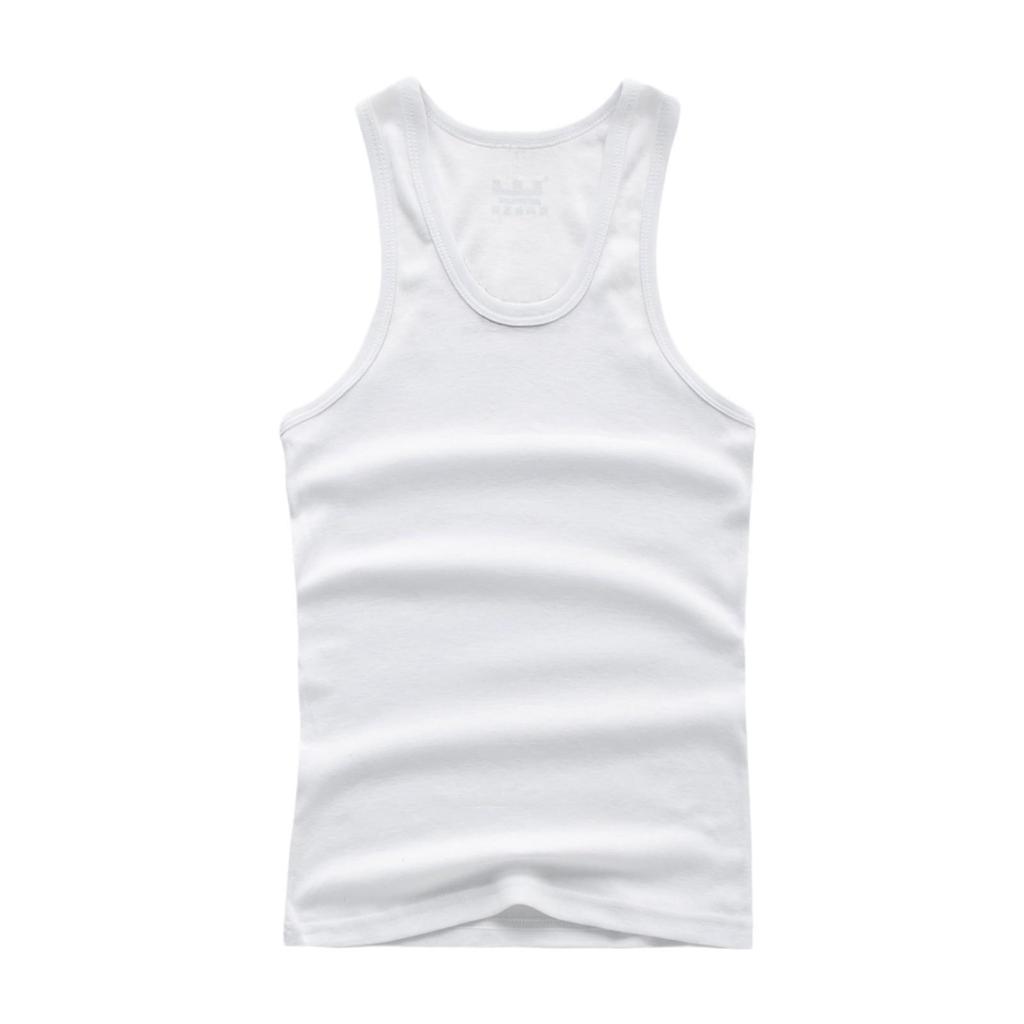 Men's Sleeveless Cotton Vest - Solid Color, Large Size, Summer Sports & Leisure Wear
