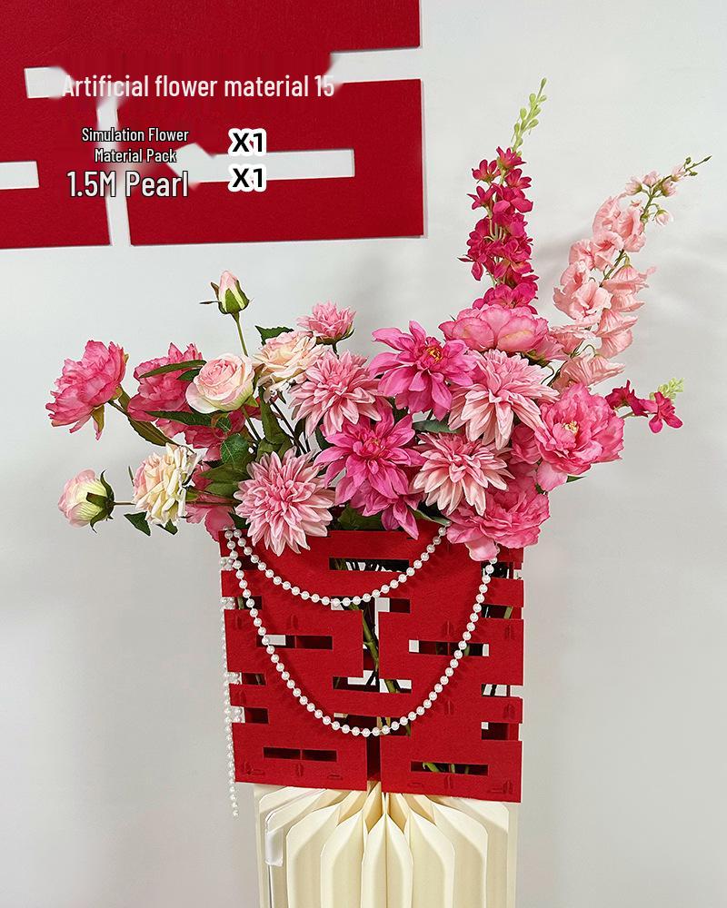 Red Wedding Floral Arrangement - Artificial Flowers for Living Room & New Home Decor