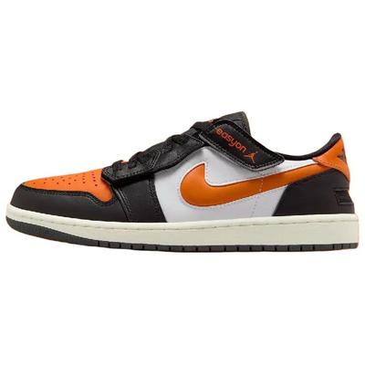 Air Jordan 1 Нескользящие Устойчивые к истиранию Низкие Винтажные Баскетбольные Кроссовки Мужские Черно-Оранжевые DM1206-081