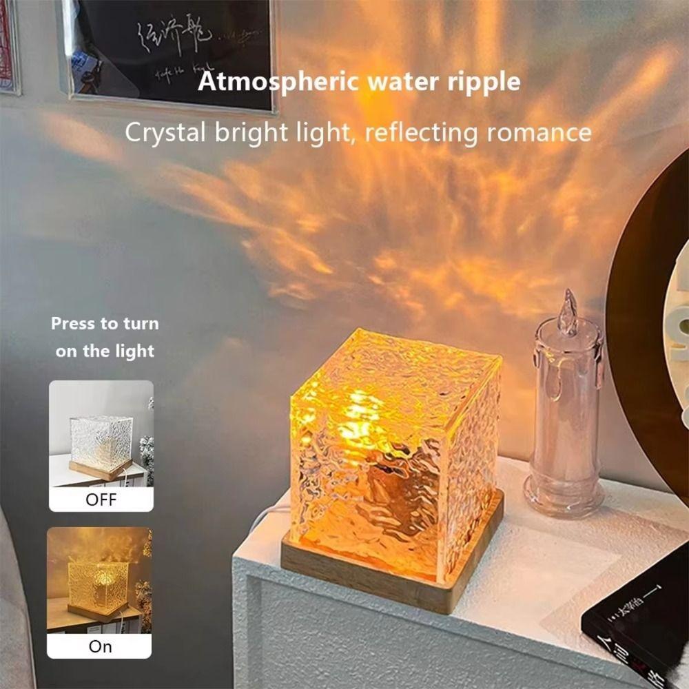 Dynamic Rotating, Water Wave Projector Light RGB Color Changing Cube Atmosphere Lamp Mood Light