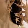 Fashion Vacation Style Starfish Earrings Temperament Double Alloy Earrings Summer Marine Element Jewelry Women