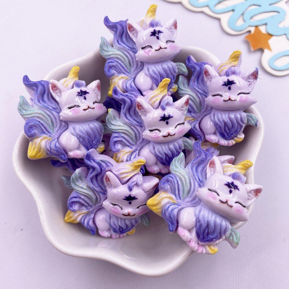 8 ШТ. Смола Милая Красочная Мультяшная Фигурка Семихвостого Лиса Плоская Спинка Камень Животные Скрапбукинг DIY Ювелирные Изделия Декор Ремесла Аксессуары