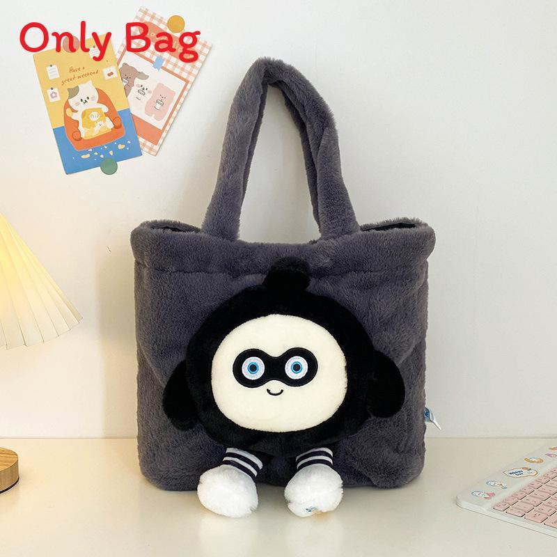 Kuromi Large Tote Bag With Plush Embroidery For Daily Casual Use