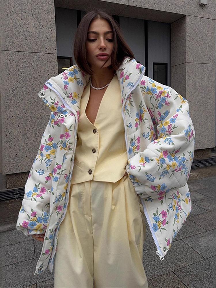 Женская теплая куртка с хлопковым наполнителем Женская тонкая пуховая куртка Женская куртка с лацканами на молнии с принтом модный стиль осень и зима