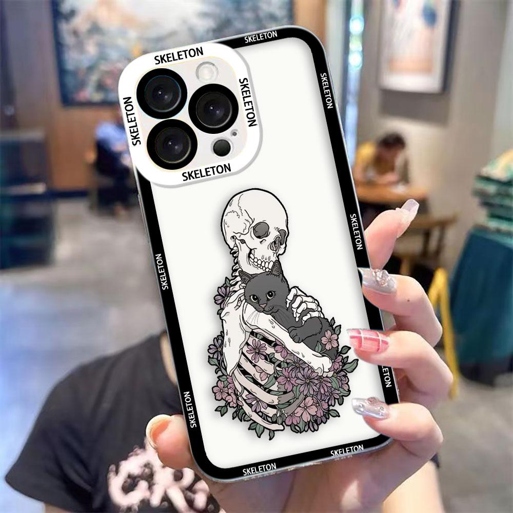 Ужасный Кот-Череп Прозрачный Чехол Для Телефона Для Infinix TECNO POVA 2 4 3 5 SMART 6 7 8 NOTE 10 11 12 30 30I 40 50 CAMON 19 20 Чехол