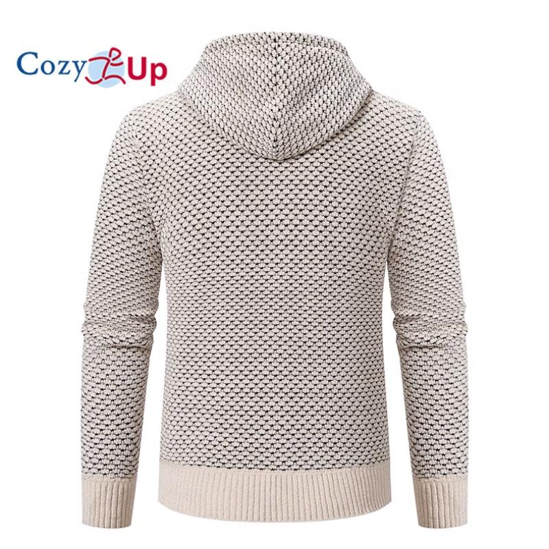 Cozy Up Свитера для мужчин Облегающий вязаный свитер на флисовой подкладке с молнией и 2 передними карманами