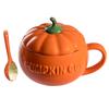 Vintage Coffee Mugs Cups with Lids Pumpkin Ceramic Milk Container Travel Espresso