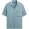 Collared Solid Color Casual Short Sleeve Shirt Men Shirts Blue 6103412-400